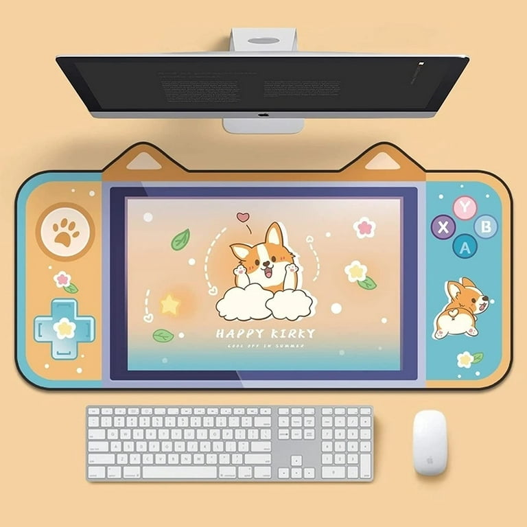 DanceeMangoo Kawaii Anime Desk Mat Cute Cat Ear Mouse Pad Large Computer  KeyboardGamer Cartoon Harajuku Gaming Notebook Accessories (3 Cats,80x40 cm)