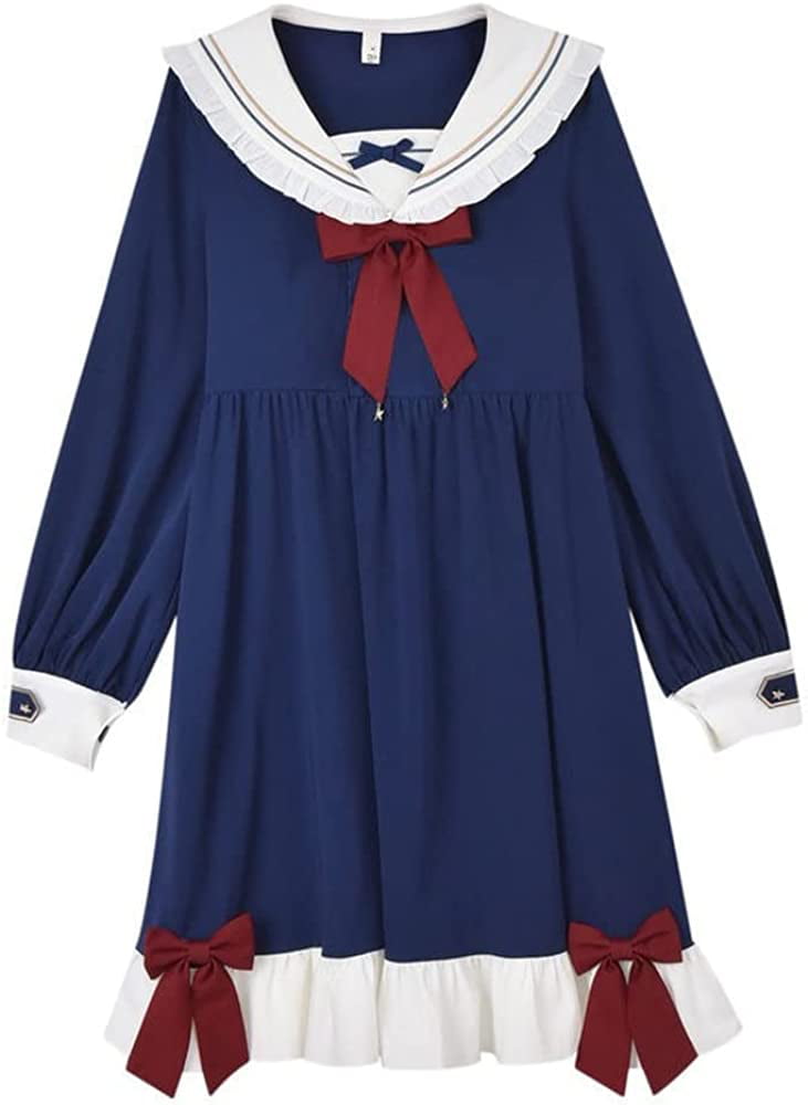 Sweet Navy Princess Japanese Lolita Kawaii School Uniform Cosplay Sailor  Lolita Dress