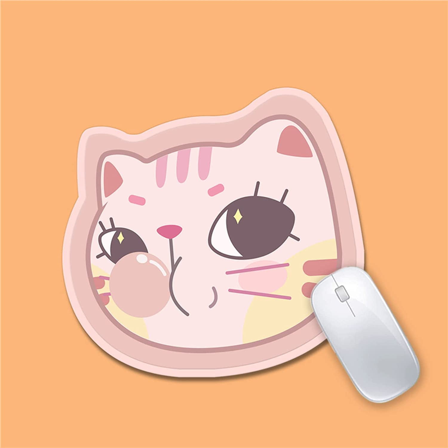 Tapete de mesa Kawaii fofo gato dormindo mouse pad para jogos desenho  animado gato teclado mouse pad para computador laptop almofadas de mesa de  couro antiderrapante (gato laranja sem bola) : 