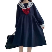 DanceeMangoo Kawaii Cute Sailor Dress Students Bow JK Japanese High School Uniform Smmer Short Sleeve Women Girls
