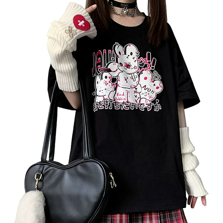 DanceeMangoo Kawaii Harajuku Fashion Pastel Goth Cute Aesthetic Soft  Japanese Style Anime Injured Girl T-Shirt