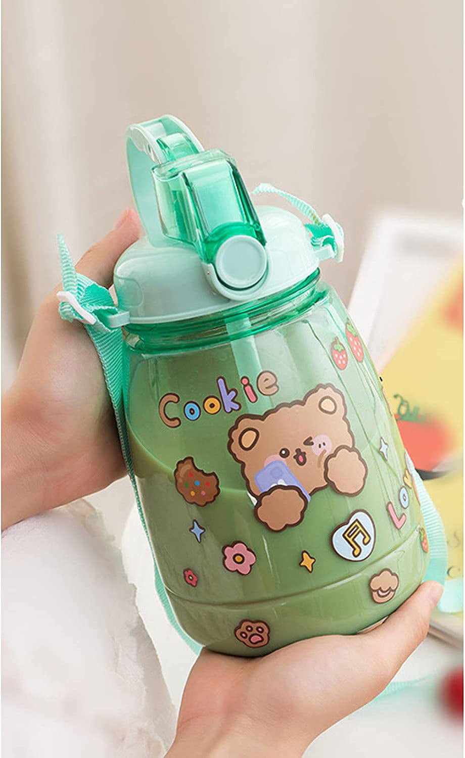 Kawaii Water Bottle Cup with Straw Available for Pregnant Women