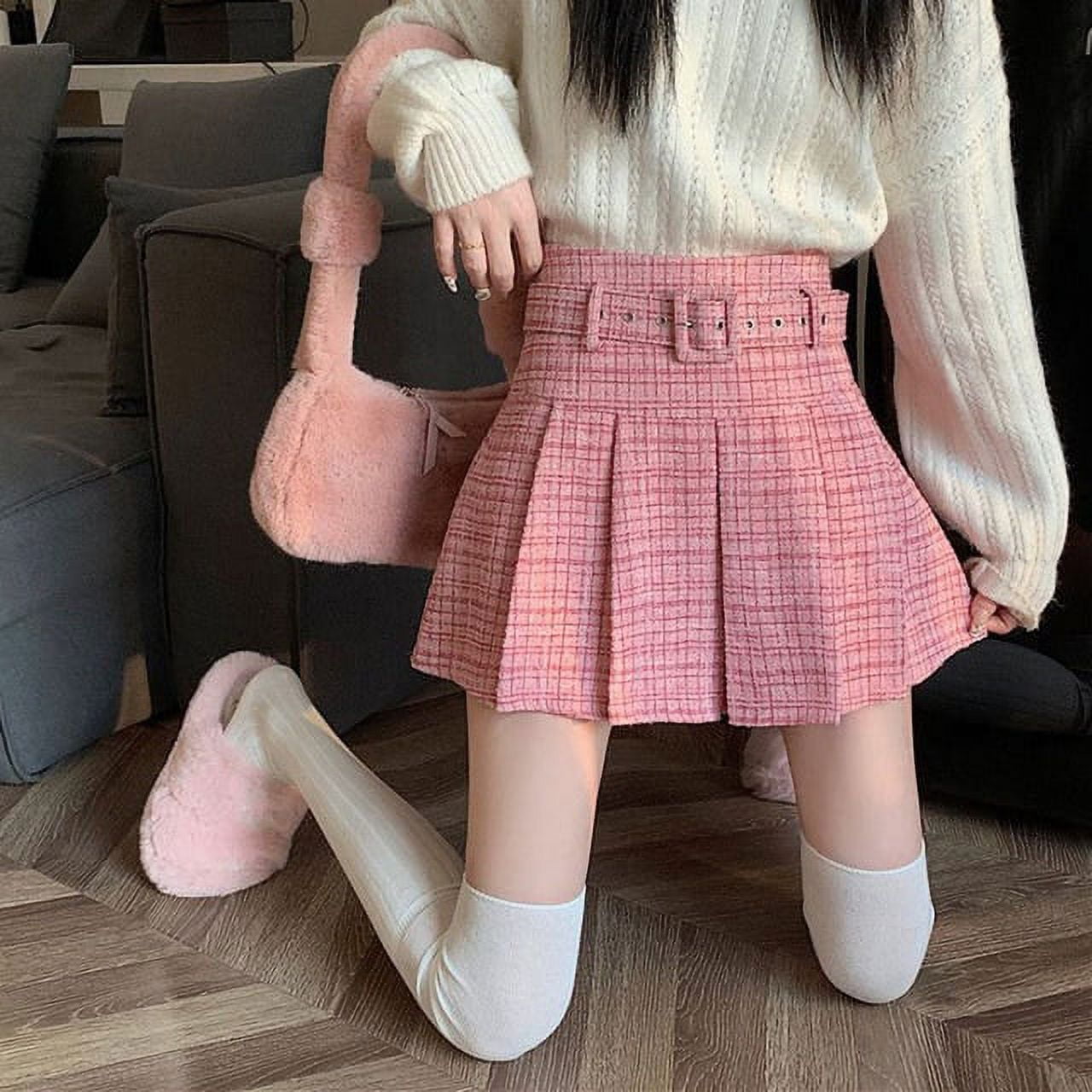 Pink plaid clearance mini skirt outfit