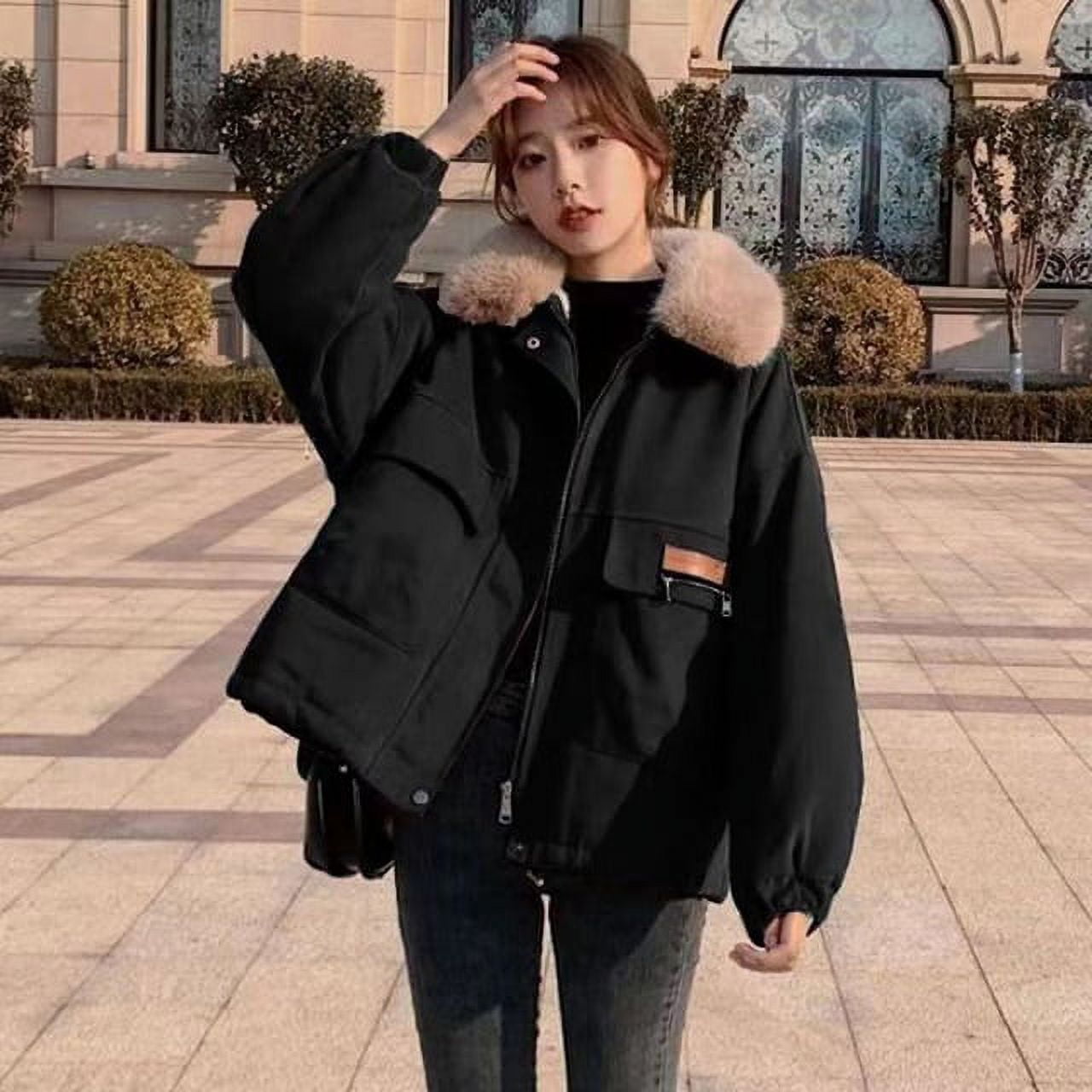 DanceeMangoo Korean Thick Fleece Women Winter Jacket Fashion Loose