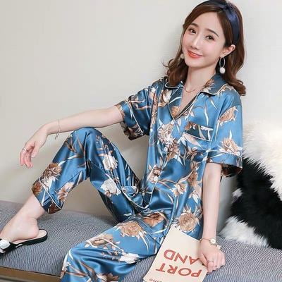 DanceeMangoo Long Sleeve Silk Pajamas Spring Autumn Women Pajama