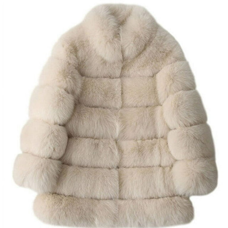 DanceeMangoo Luxury Faux Fox Fur Coat Women High Quality Fluffy