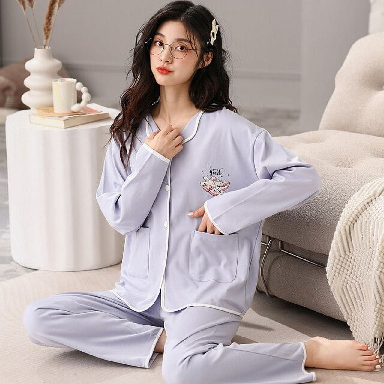 DanceeMangoo Women Pajamas Set Comfortable Long Sleeve Pijama Suit Casual  Homewear Clothes Autumn Winter Pajama Sets Ladies Sleepwear