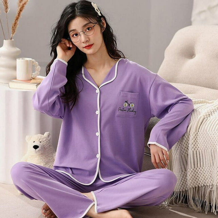 Women Sleepwear Set New Autumn Winter Pajamas Women Cotton Long
