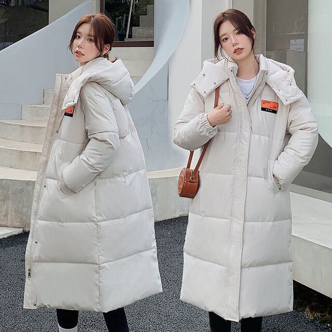Korean Kids Girls Winter Fur Hooded Warm Long Woolen Coat Jacket Trench  Parka #