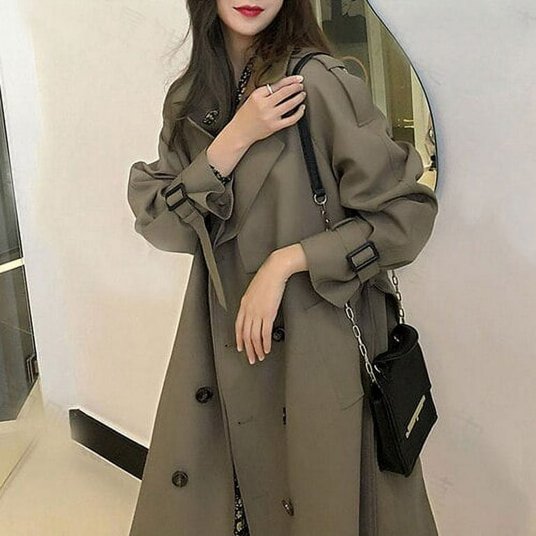 DanceeMangoo New Trench Coats for Women Korean Long Overcoat