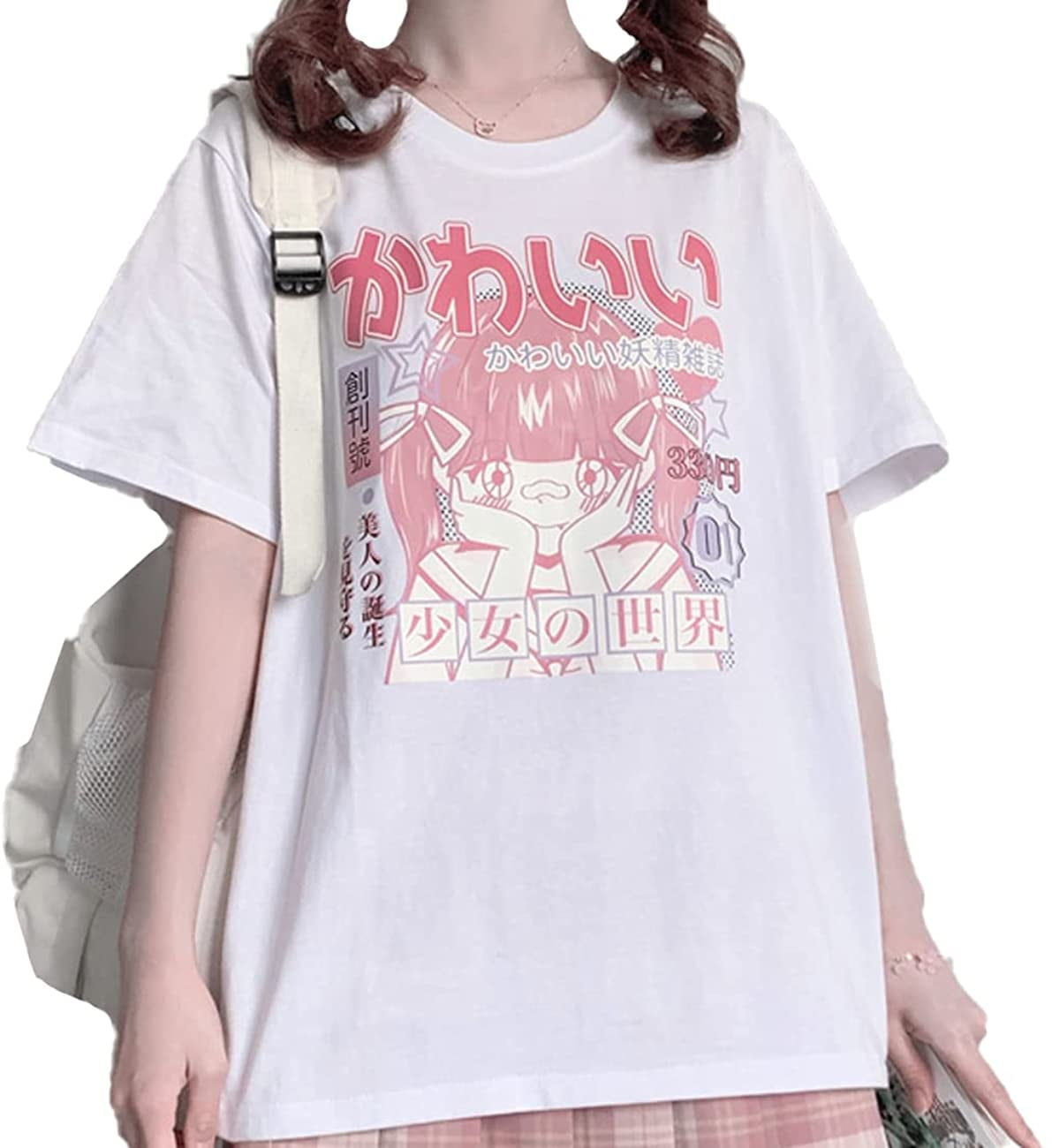 Kawaii Soft Girl Estilo Japanese Cartoon Print T-shirt - Loja de