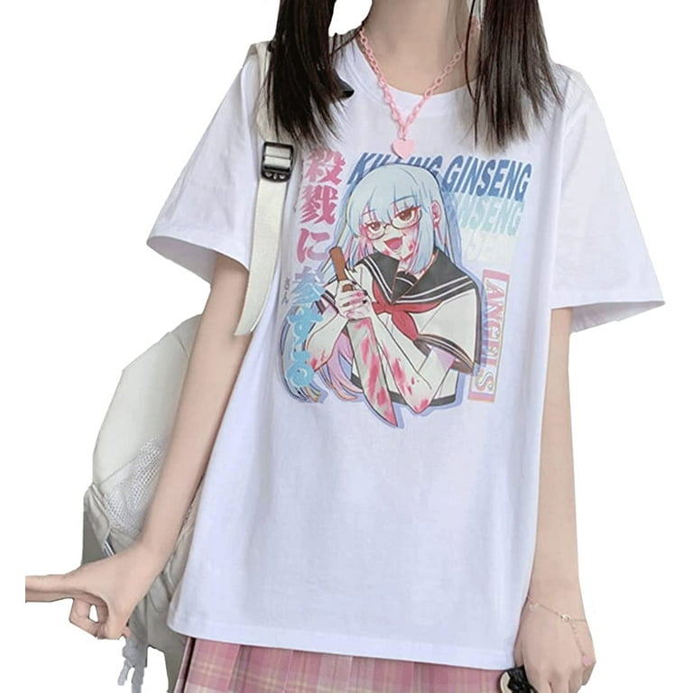 Kawaii Soft Girl Estilo Japanese Cartoon Print T-shirt - Loja de