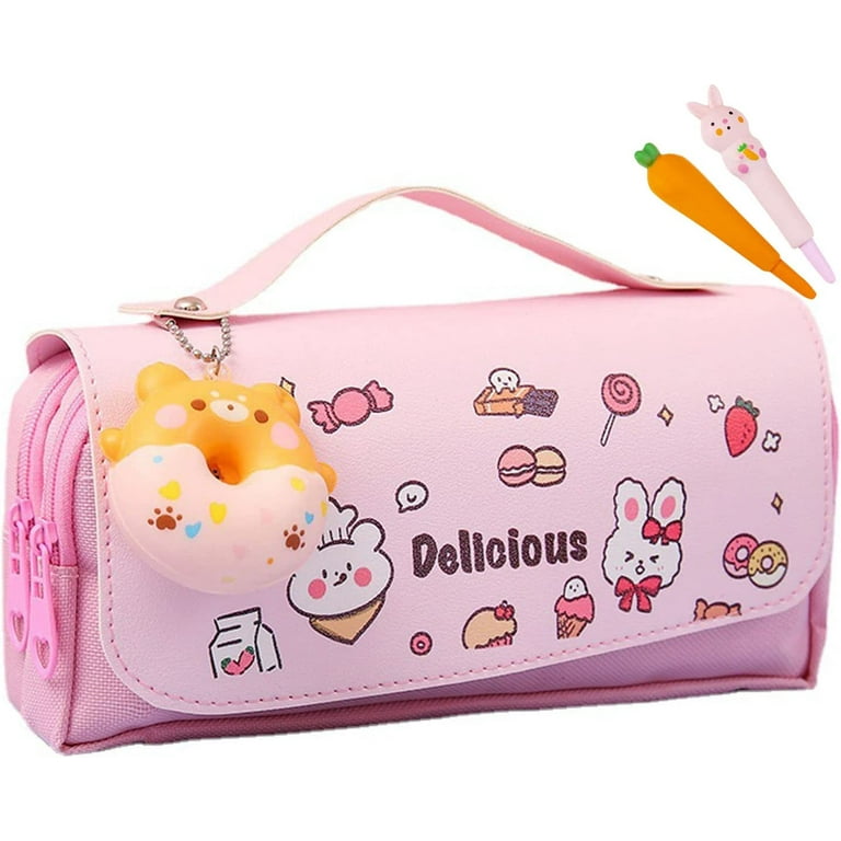 Kawaii Cherry Blossom Pencil Bag Pink Sweet Pencil Case Large Capacity  Stationery Pouch School Supplies Makeup Bag (Pink) 
