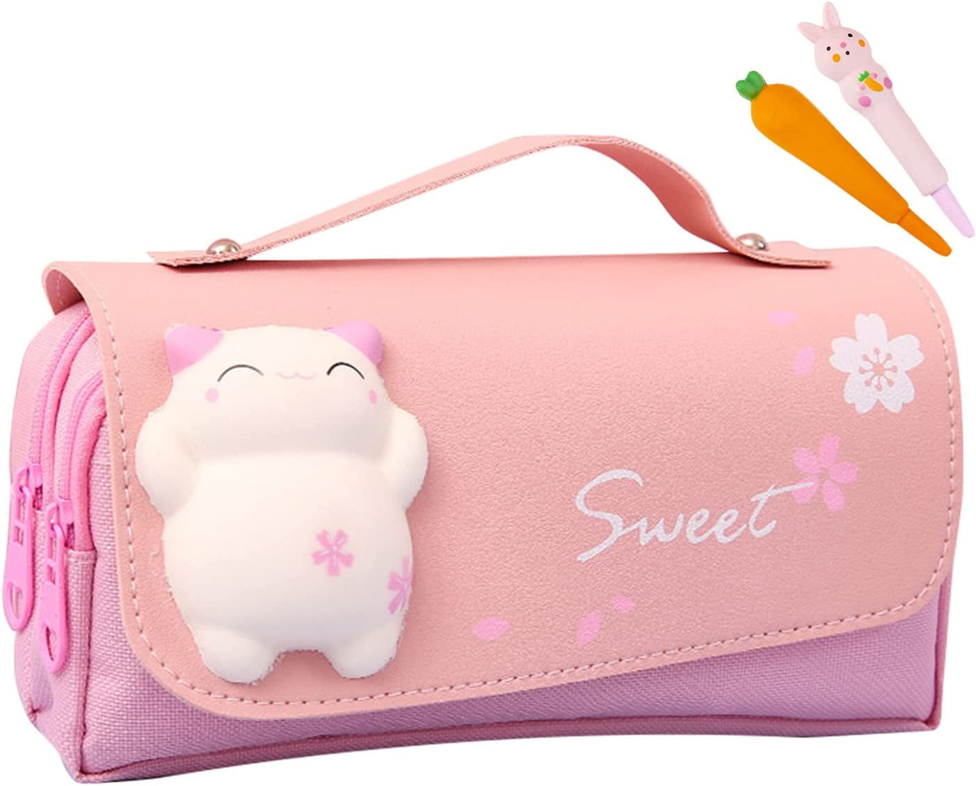 Kawaii Cherry Blossom Pencil Bag Pink Sweet Pencil Case Large Capacity  Stationery Pouch School Supplies Makeup Bag, Pink, One Size, Pencil Case :  : Toys & Games