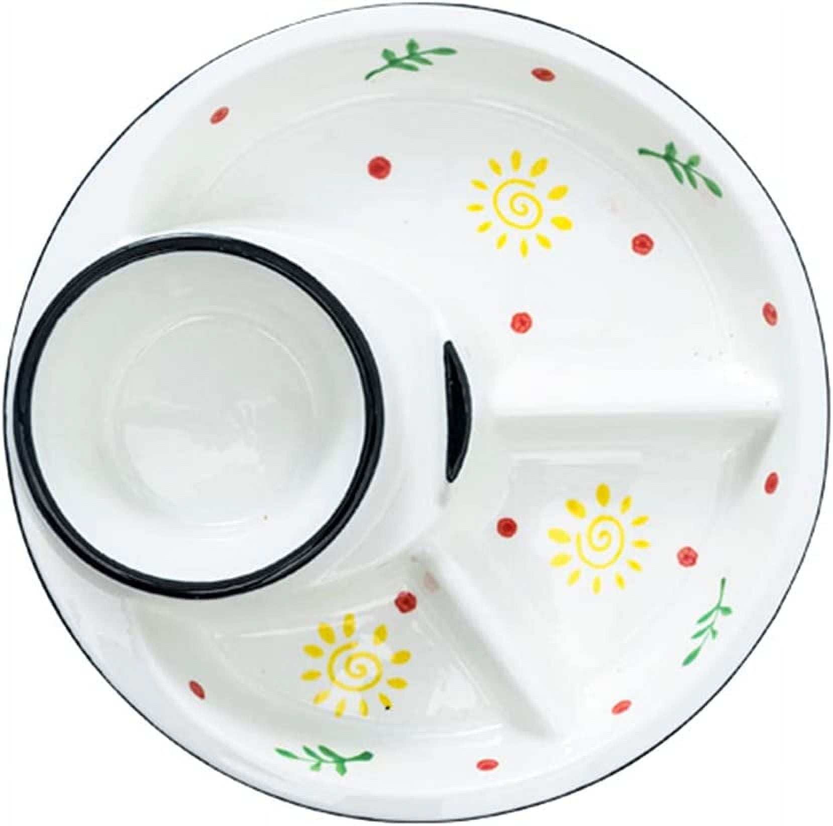 Ceramic Dividing Dinner Plate Breakfast Fruit Tray White Porcelain