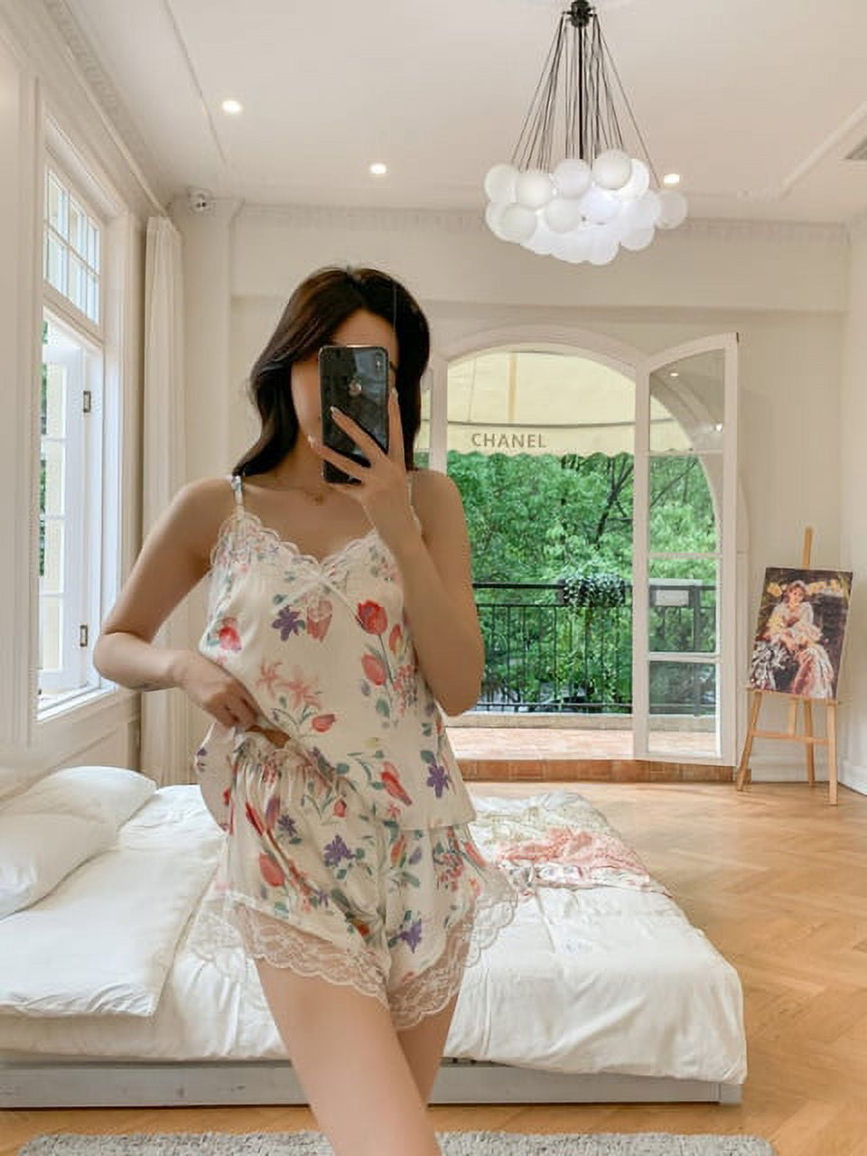 DanceeMangoo Sexy Summer Womens Pajamas Set 2PC Lace V neck Pants ShortLess Girls Pajamas Sets Sleepwear Lady Home Wear Nightgown Suit Walmart