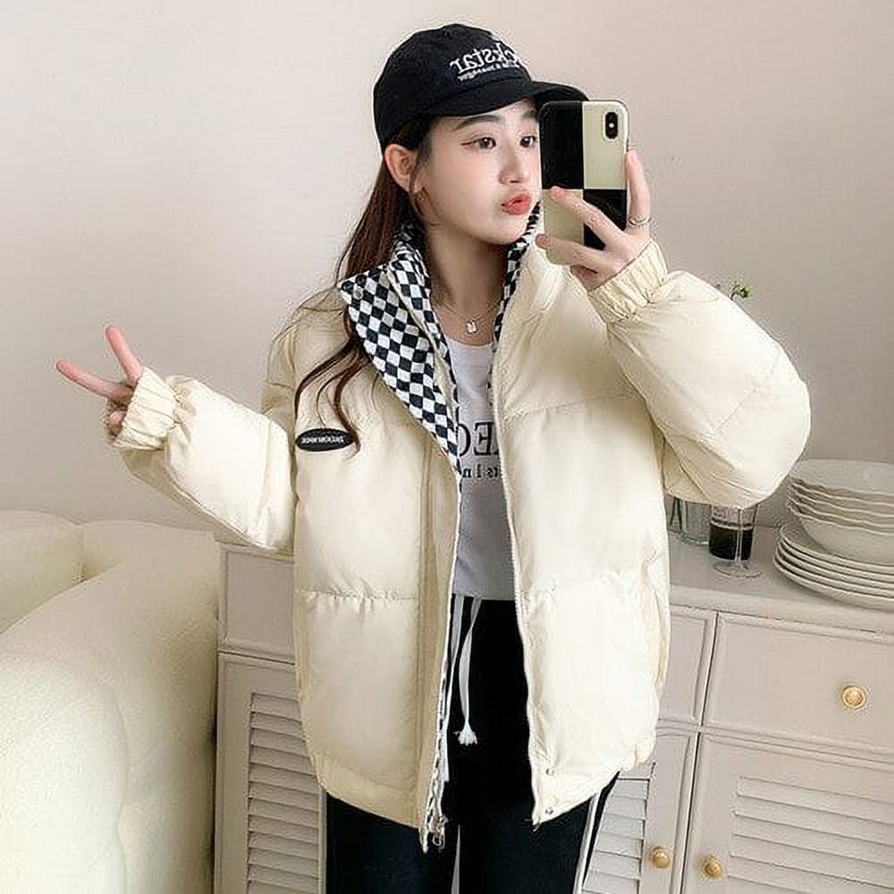 DanceeMangoo Winter Jacket Women Short Hooded Down Cotton Coat Winter Cotton  Clothes Fashion Korean Loose Cotton Jacket Casual Coat Zm1405 