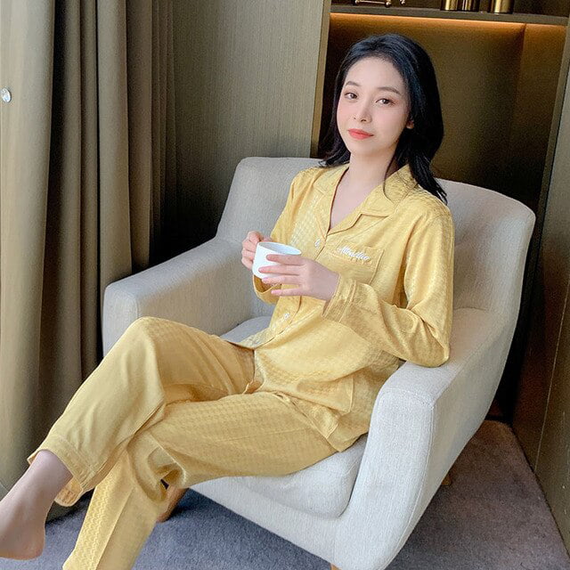 DanceeMangoo Silk Pajamas for Women Pyjama Satin Femme Nightshirt