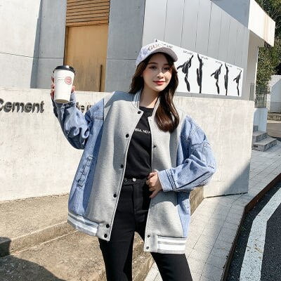 DanceeMangoo Spring New Letter Embroidery Gradient Denim Jacket Women's  Retro Korean Street Loose Jean Coat All-match Top Trendy Outwear