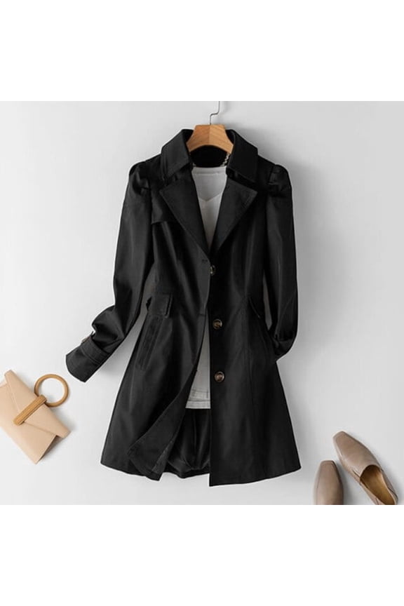 Spring Autumn Trench Coat Woman Korean Single-breasted Mid Long Windbreaker Women Fashion Slim Fit Khaki Overcoat
