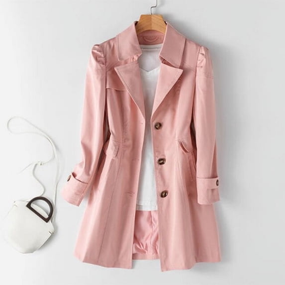 DanceeMangoo Spring Autumn Trench Coat Woman Korean Single-breasted Mid Long Windbreaker Women Fashion Slim Fit Khaki Overcoat