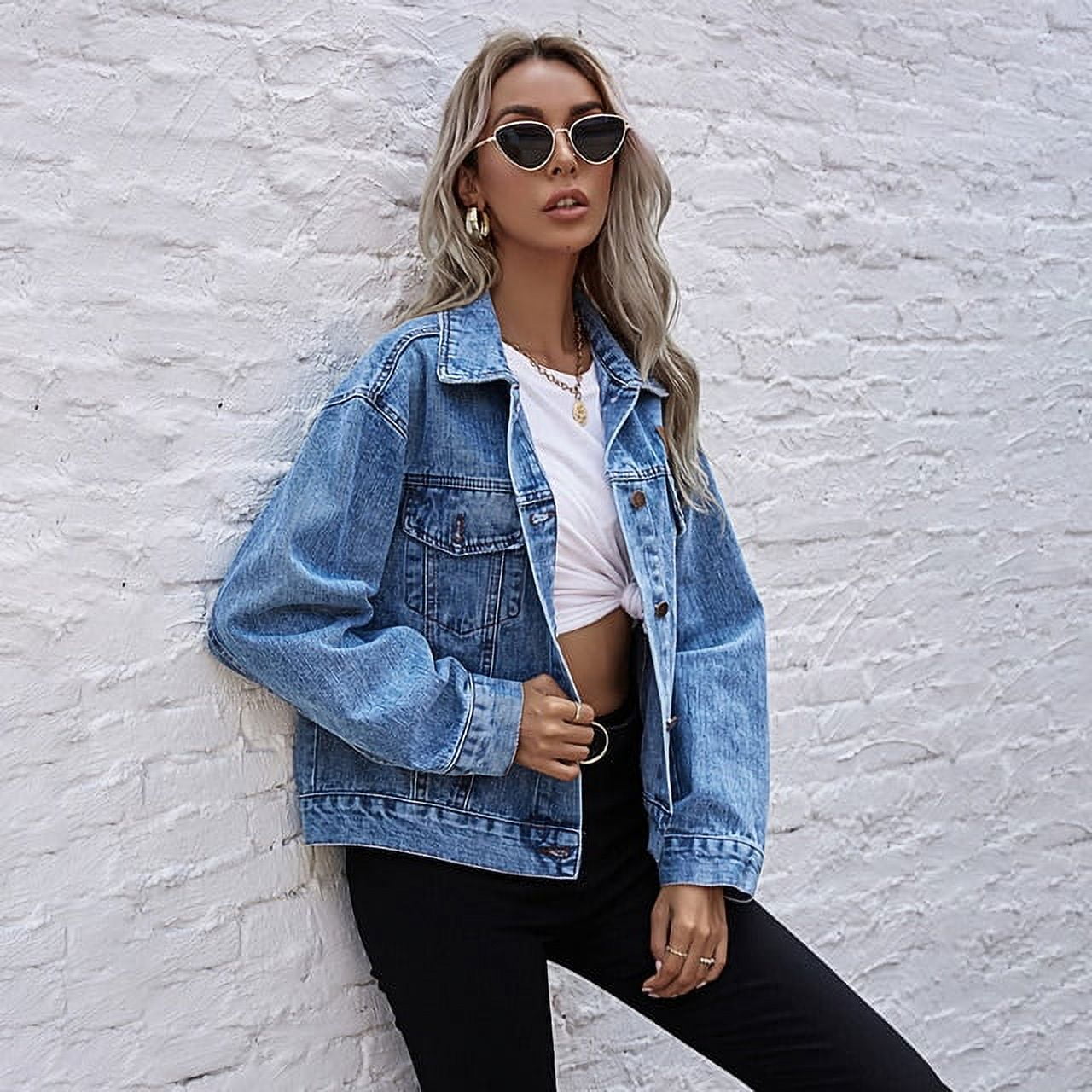 Button up jean jacket sale