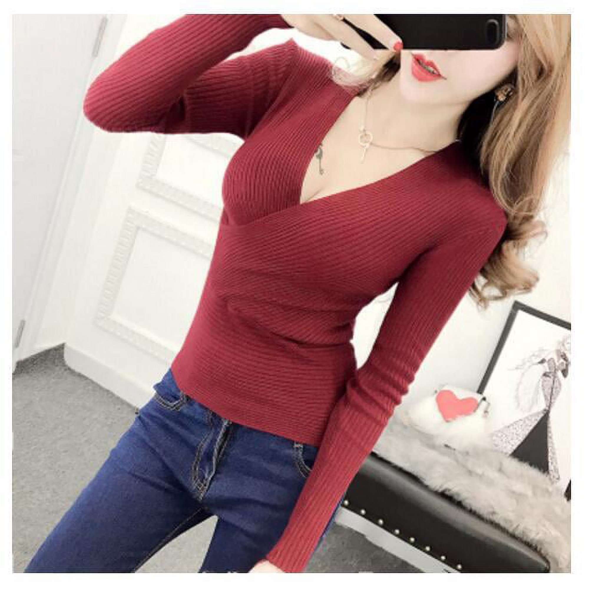 https://www.walmart.com/ip/DanceeMangoo-Spring-High-Elastic-Knitted-Sweater-Woman-Sexy-V-Neck-Women-Sweaters-And-Pullovers-Korean-Long-Sleeve-Pull-Femme/2302133556