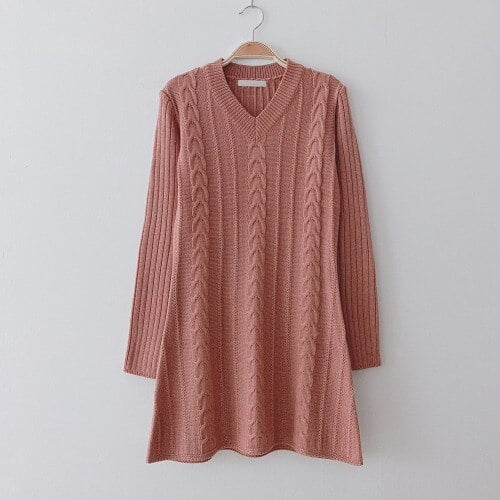 DanceeMangoo Spring Sweater Dress For Woman Winter Warm Casual Dresses