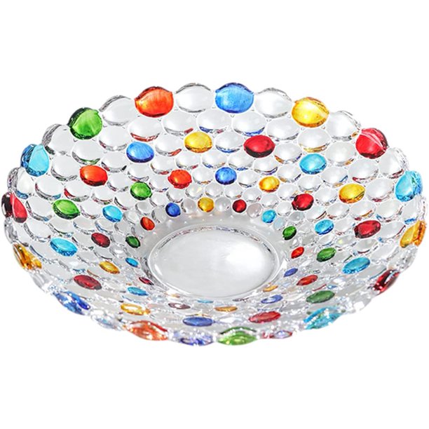 DanceeMangoo Stained Glass Fruit Plate for Living Room, 9.4Inch Candy