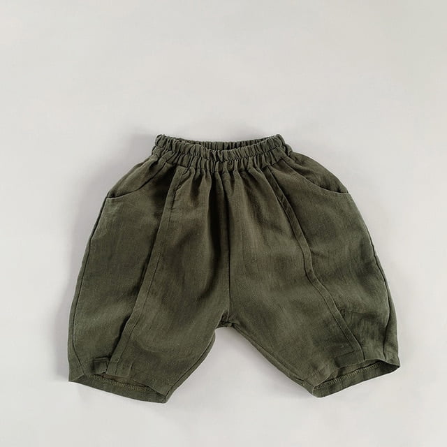 Maternity Linen-Cotton Pull-On Shorts