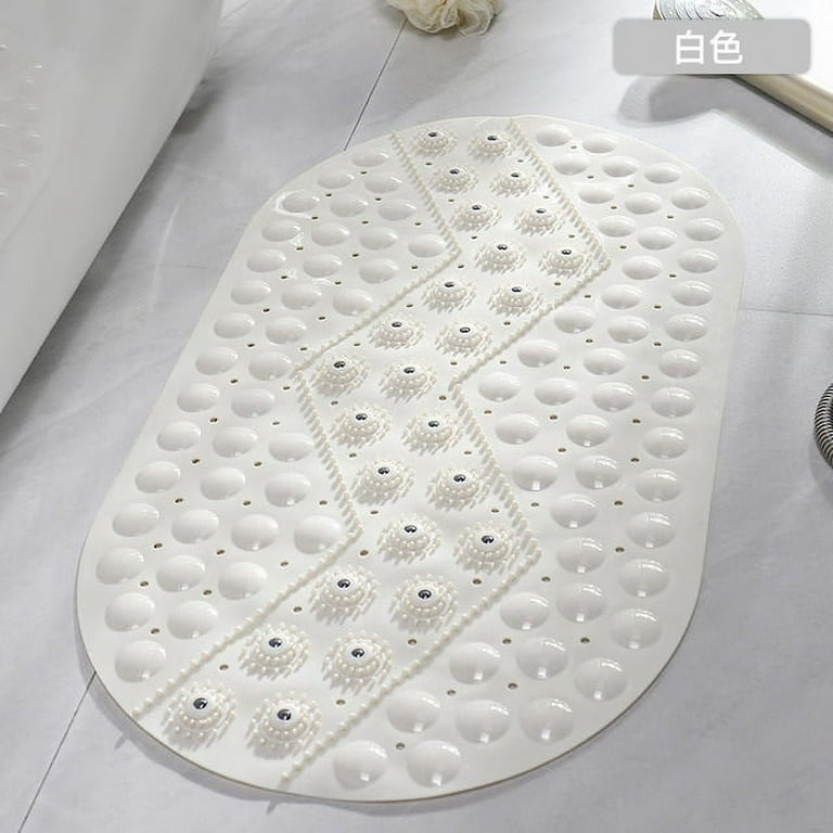 Textured Surface Oblong Shower Mat Anti-Slip Bath Mats with Drain