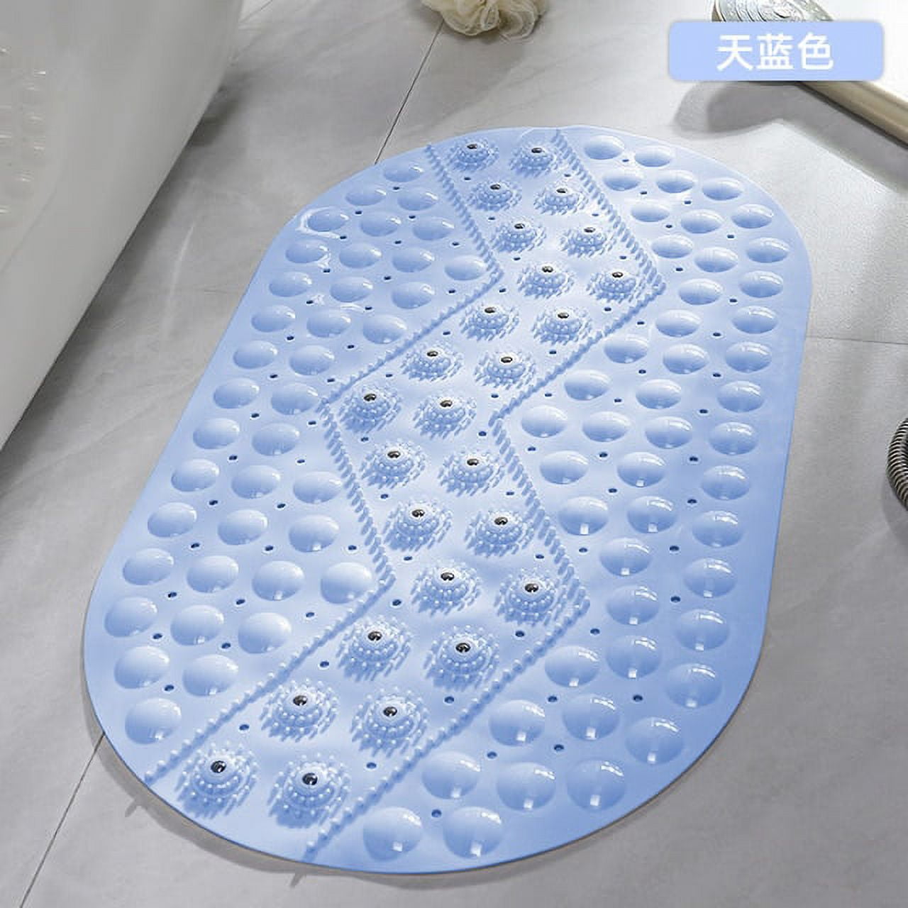Semfri Gray Round Non Slip Shower Mat 22 x 22 Inches Textured Surface Anti Slip Bath Mats with Drain Hole in Middle Bathroom Bath Massage Foot Mat for