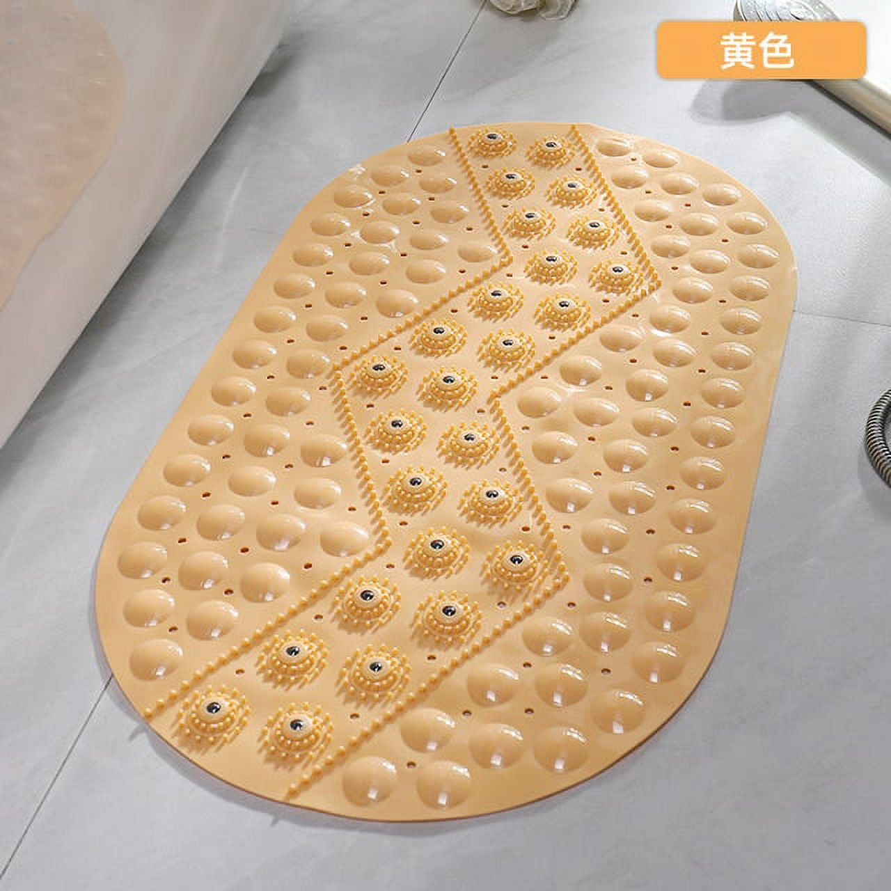 Textured Surface Oblong Shower Mat Anti-Slip Bath Mats with Drain