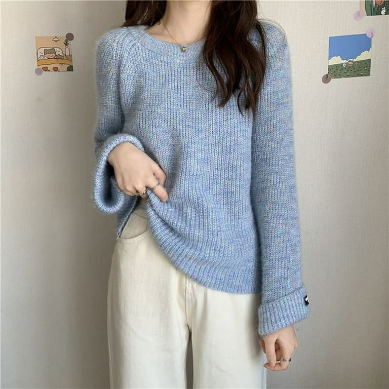 DanceeMangoo Thick Knit Warm Sweater Women Basic Pullovers Autumn