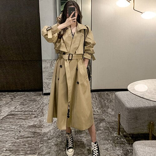 DanceeMangoo Trench Coat Women Spring and Autumn New Korean Style Mid length High end Coat Jacket Chic Popular Windbreaker Women Lq10 Walmart