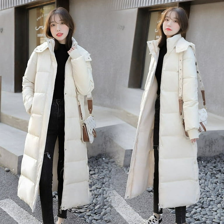 DanceeMangoo Winter Coat Women Fashion Korean Slim White Jacket Hooded Long  Coats and Jackets for Women Clothing Ropa De Invierno Mujer 
