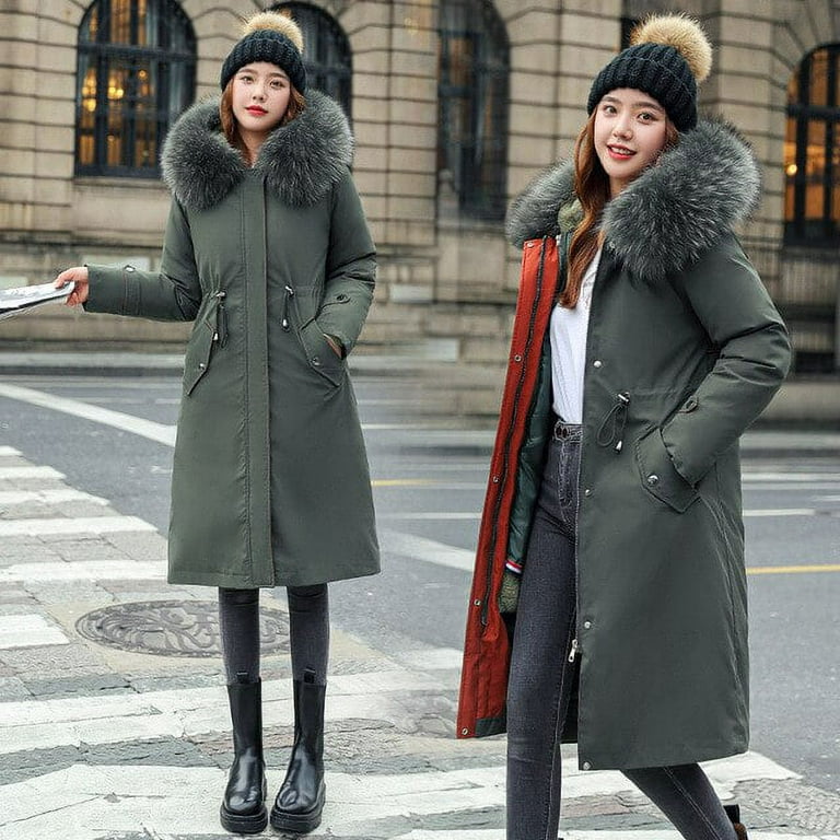 DanceeMangoo Winter Jacket Women Fashion Korean Slim Jacket Warm Mid-length  Hooded Coats and Jackets for Women Winter Coat Ladies Zm2207