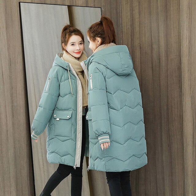 DanceeMangoo Winter Jacket Women Korean Mid-length Coat Women Clothing  Thicken Warm Coats and Jackets for Women Loose Winterjas Dames Zm2143