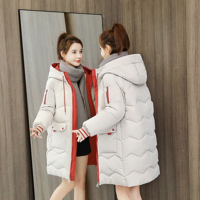 DanceeMangoo Winter Jacket Women Korean Mid-length Coat Women Clothing  Thicken Warm Coats and Jackets for Women Loose Winterjas Dames Zm2143 