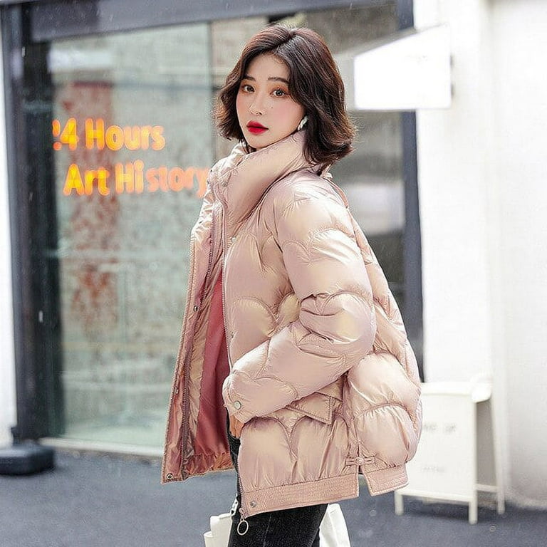 DanceeMangoo Hooded Short Jacket Warm Loose Parkas Winter Coat