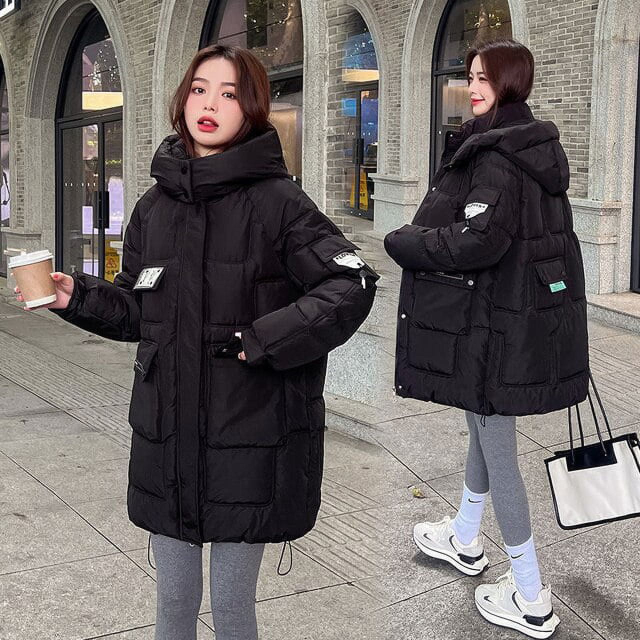 DanceeMangoo Winter New Down Cotton Jacket Women's Middle And Long Korean  Loose Cotton Jacket Fashion Thickened Warm Cotton Jacket