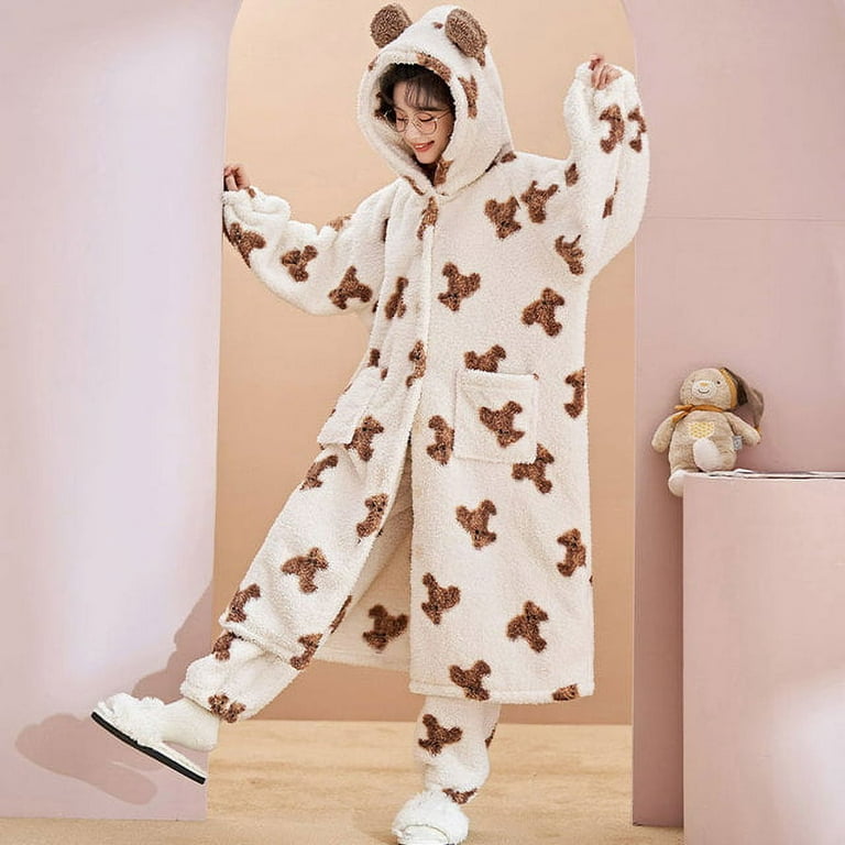 DanceeMangoo Women Sleepwear Medium Style Pajamas пижама женская Winter  Pyjamas Intensification pijamas Loose Version женский Plus Size XXL 