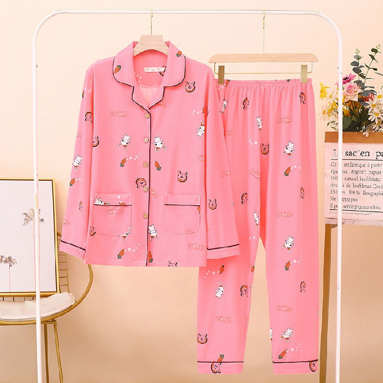 Women Comfortable Pyjamas Oversize 5xl 6xl 7xl Long Sleeve Casual