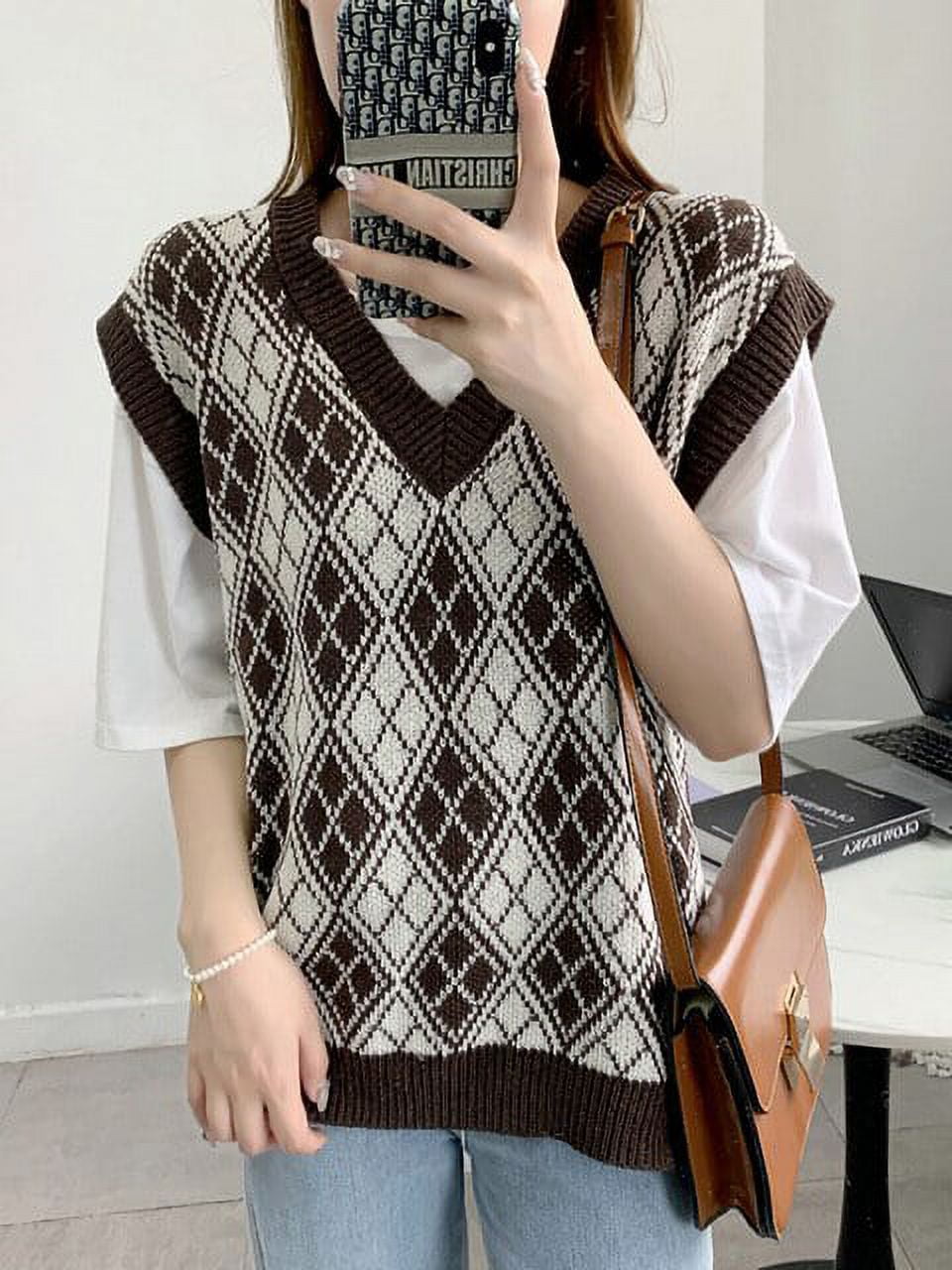 Sweater vest cheap diamond pattern