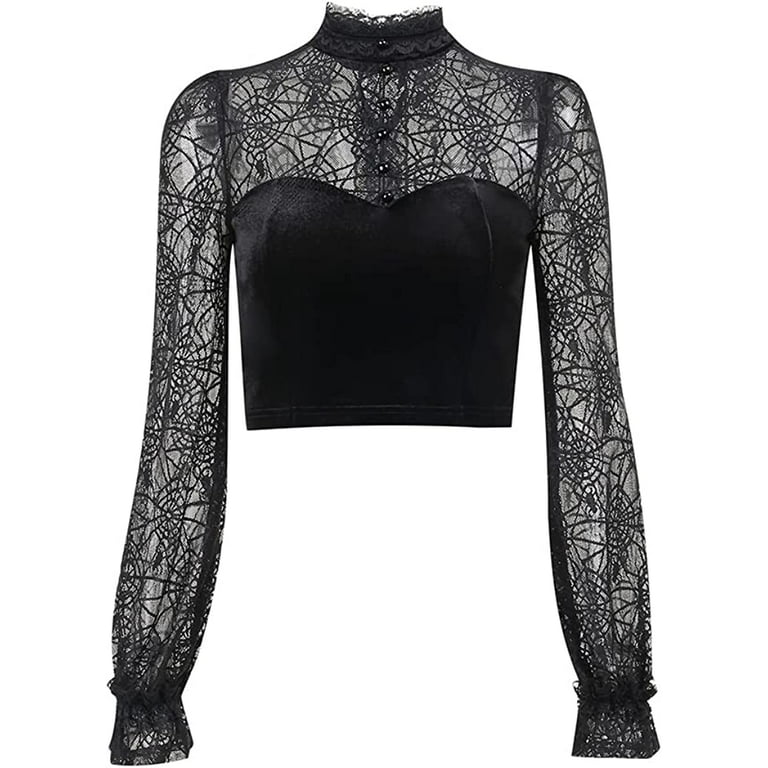 DanceeMangoos Women Shrug Crop Top Long Sleeve Cyber Y2k Knit Mini Half  Sweater Gothic Pullover Shirt Grunge Streetwear Alt Emo Clothes