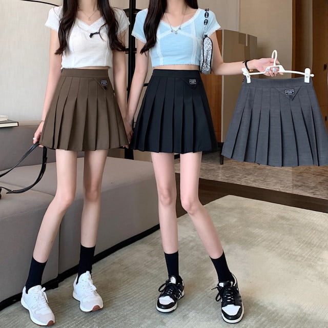 DanceeMangoo Long Skirt Brown Korean Fashion High Waist Black Midi