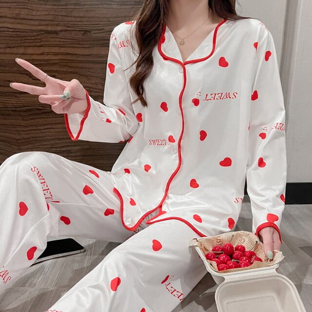 DanceeMangoo Women Pajamas Set Comfortable Long Sleeve Pijama Suit