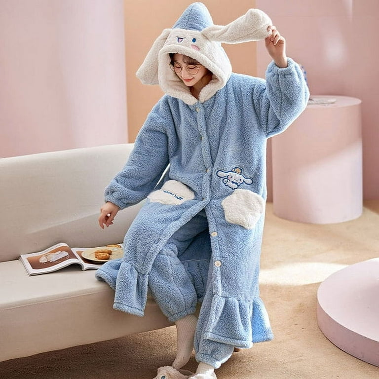 DanceeMangoo FUNISHI Winter Pajamas Plus Size 3XL Plush Womens pajamas  Loose Version Hooded Pajama Set Cartoon Inspissate пижама женская 