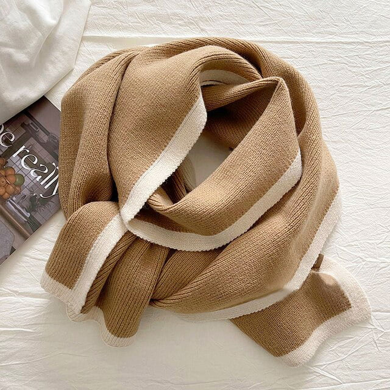 DanceeMangoo Women Winter Wool Scarf Soft Minimalist Solid Color Warm