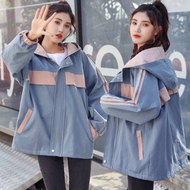 DanceeMangoo Women s Jacket Fashion Korean Loose Sweet Baseball Jacket Women Clothes Female Lossen Hooded Jacket Casual Jackets for Women Zm Walmart